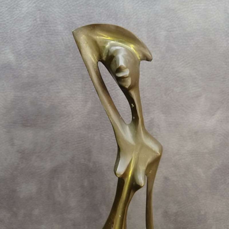 Large Hand Crafted Solid Brass On Wood Base Statue!!!!