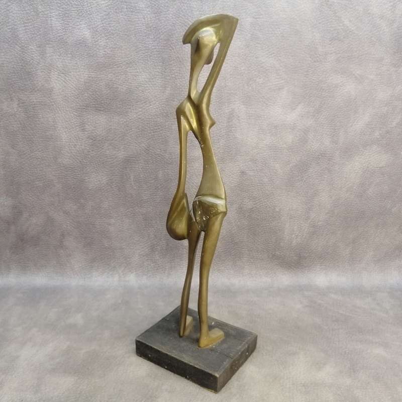 Large Hand Crafted Solid Brass On Wood Base Statue!!!!