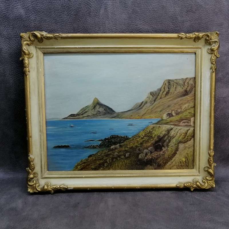 Framed Antique Oil on Board South African Cape Town Landscape Scenes By M.E Wells  430 x 360