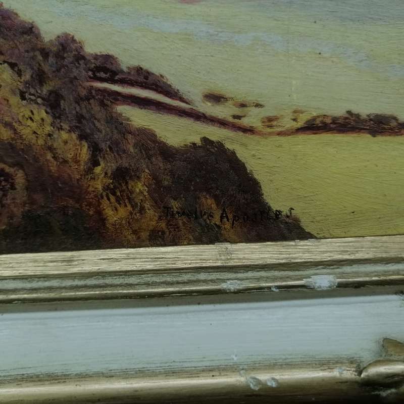 Framed Antique Oil on Board South African Twelve Apostles CT Landscape By M.E Wells  450 x 340