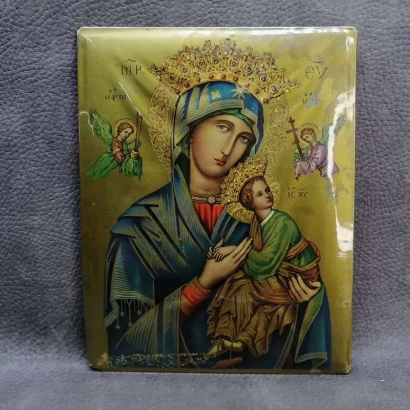 Vintage Gold Leaf Print Mounted on Metal Sheet Religious Icon!!!