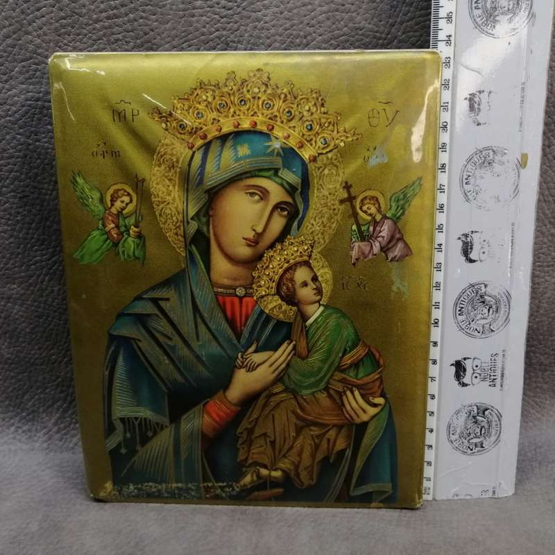 Vintage Gold Leaf Print Mounted on Metal Sheet Religious Icon!!!