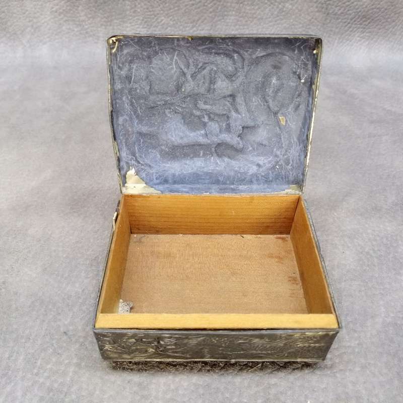 Antique Oriental Highly Embossed Silverplate Trinket or Keep Sake Box!!!