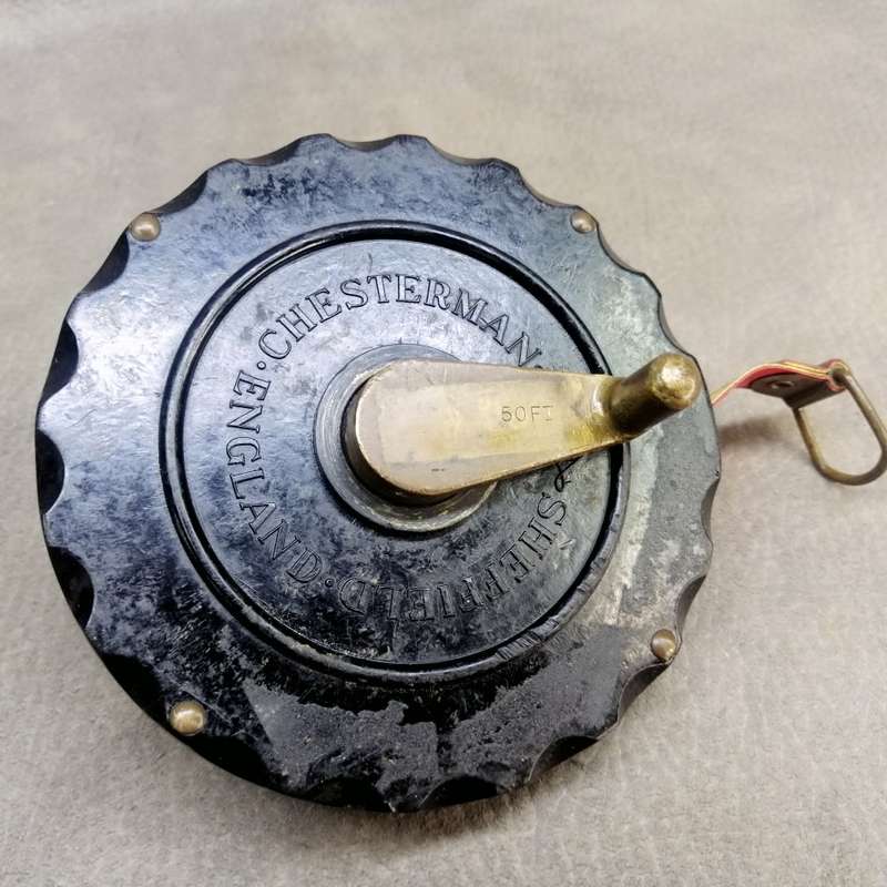 Original Vintage Sheffield Chesterman 50 Foot Bakelite and Brass Measuring Tape!!!