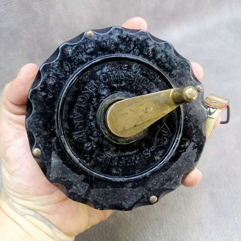 Original Vintage Sheffield Chesterman 50 Foot Bakelite and Brass Measuring Tape!!!