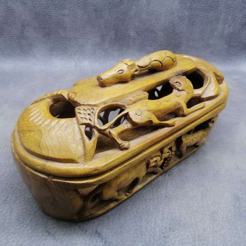 Fantastic!!!! Highly Detailed, Light Wood, Hand Crafted African Fruit Bowl and Lid!!!