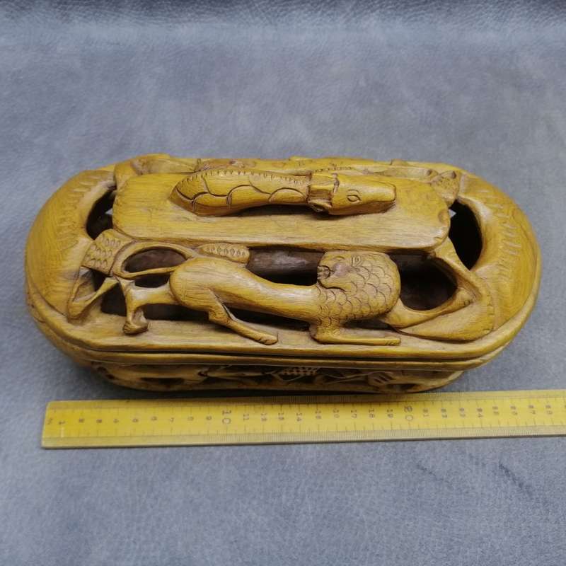 Fantastic!!!! Highly Detailed, Light Wood, Hand Crafted African Fruit Bowl and Lid!!!