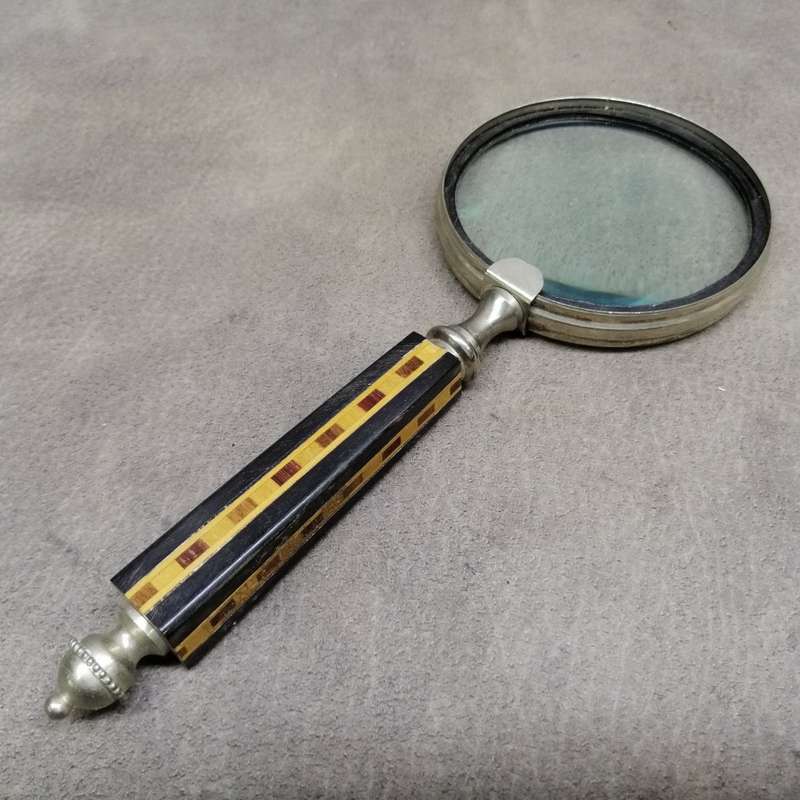 Large Vintage Wood Inlay Handle Magnifying Glass!!!