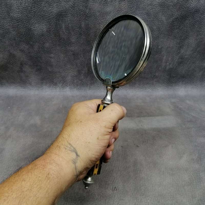 Large Vintage Wood Inlay Handle Magnifying Glass!!!