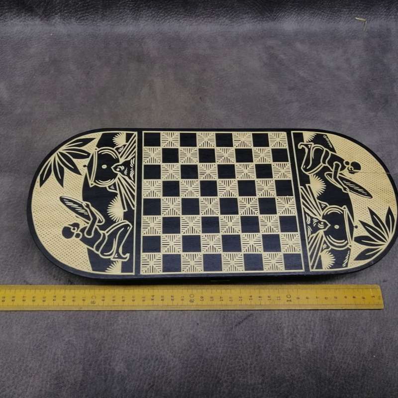 Fantastic!!! Small Handcrafted African Themed Table and Chess Piece Drawer Chess Table!!!