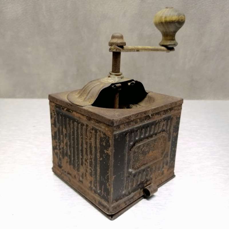 RARE!!! Antique Pressed Metal, Working Coffee Grinder!!!