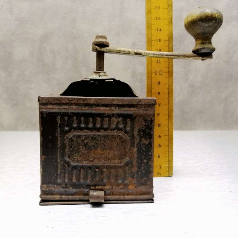 RARE!!! Antique Pressed Metal, Working Coffee Grinder!!!