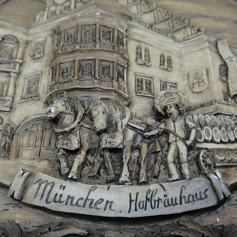 Fantastic!!! Highly Detailed Wood Finish 3D Relief German München Display Plate!!!