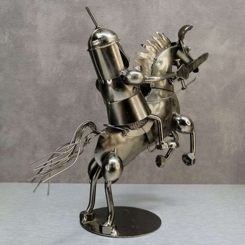 Large Hand-crafted Metal Knight on Horse Display or Paperweight!!!