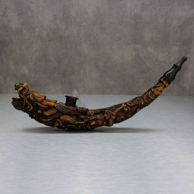 RARE!!! Highly Decorative Oriental Dragon Themed Opium Pipe and Stand!!!