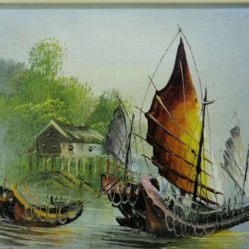 Framed Original Oil On Board Oriental Landscape!!! 350mm x 250mm - Painting 1