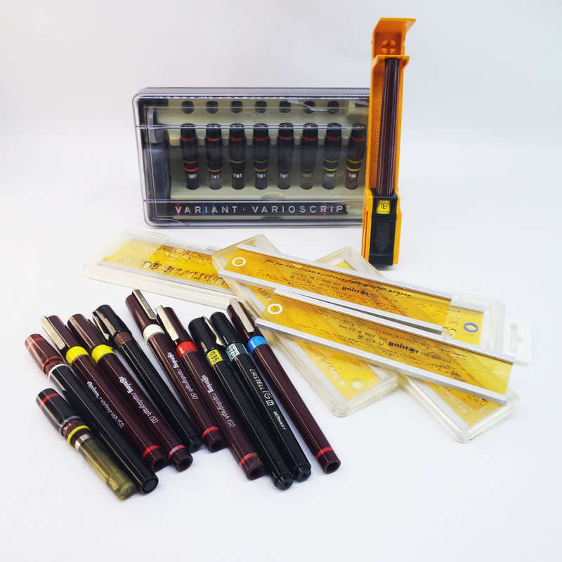 Large Rotring Technical Pen and Stencil Collection!!! Bid For All!!!