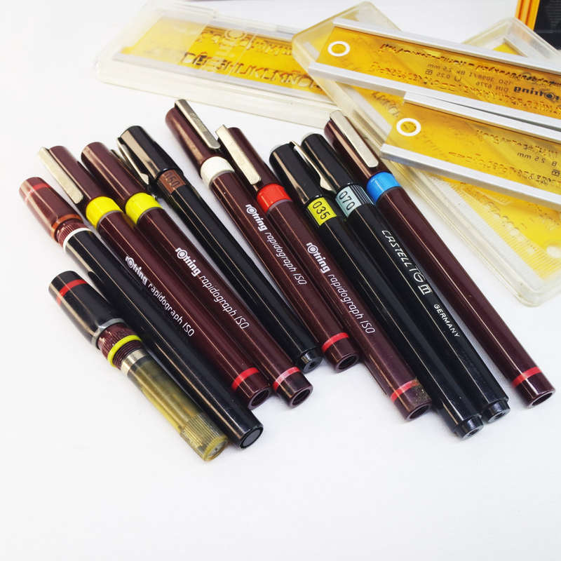 Large Rotring Technical Pen and Stencil Collection!!! Bid For All!!!