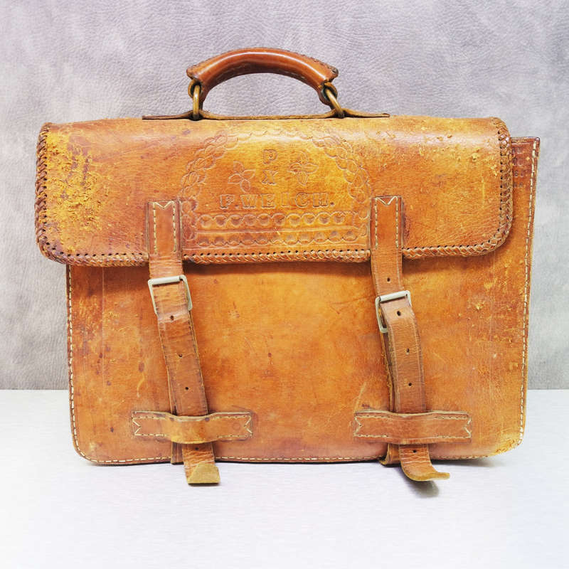 Fantastic!!! Antique Hand Crafted Genuine Leather Brief Case!!!
