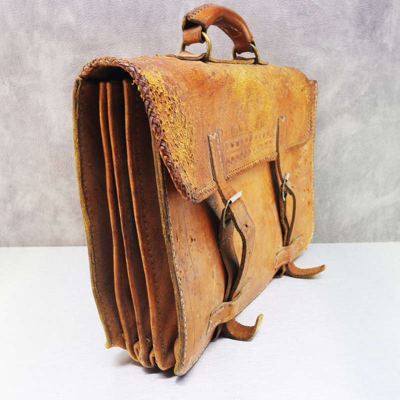 Fantastic!!! Antique Hand Crafted Genuine Leather Brief Case!!!