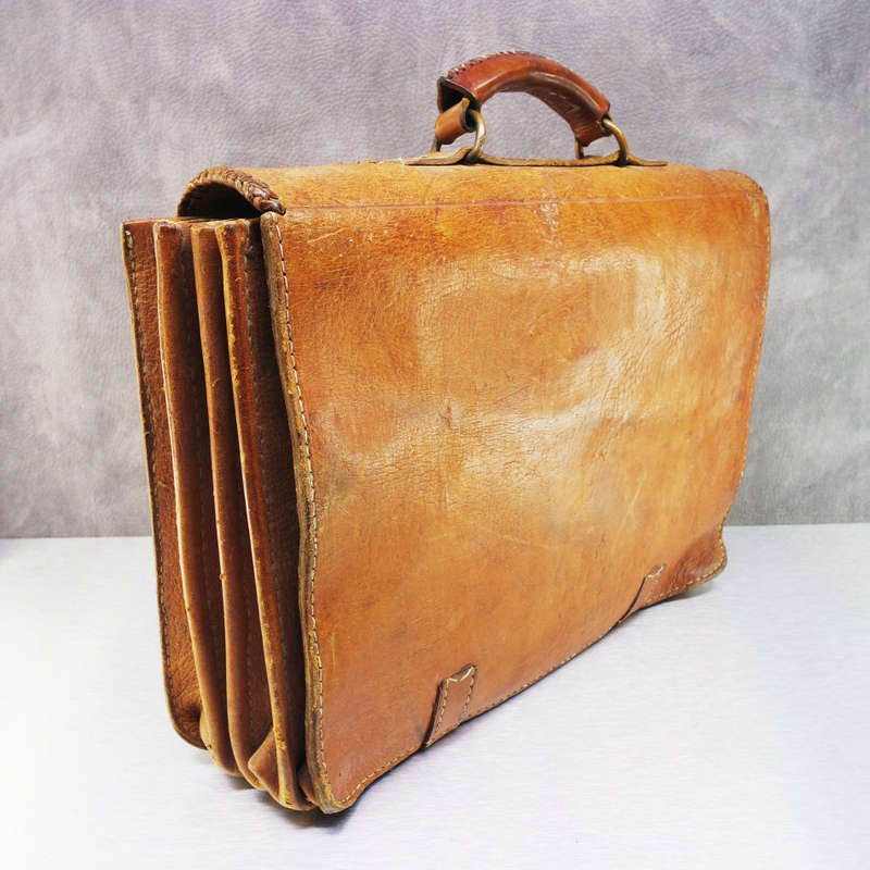 Fantastic!!! Antique Hand Crafted Genuine Leather Brief Case!!!
