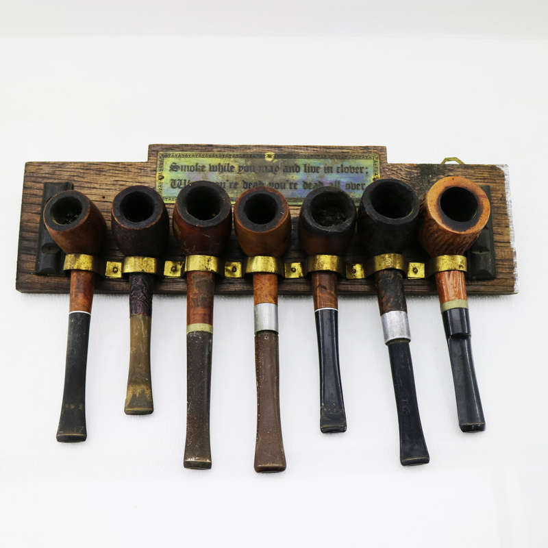 FANTASTIC!!! Original Seven Pipe Wall Mount Pipe Rack with Brass Plague and Pipes!!!