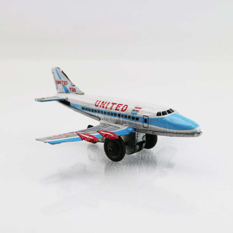 Rare!!! Small Lithographed Japanese Tintoy United Airlines Aeroplane!!!