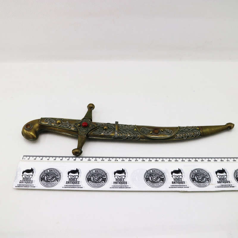 Brass and Steel with Silver Metal Inlay Middle Eastern Dagger and Brass Scabbard!!!