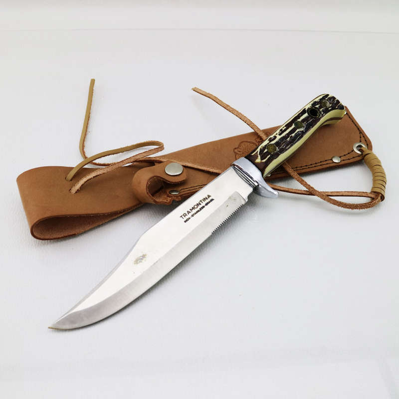 Razor Sharp Brazilian Tramontina Hunting Knife With Leather Sheath!!!