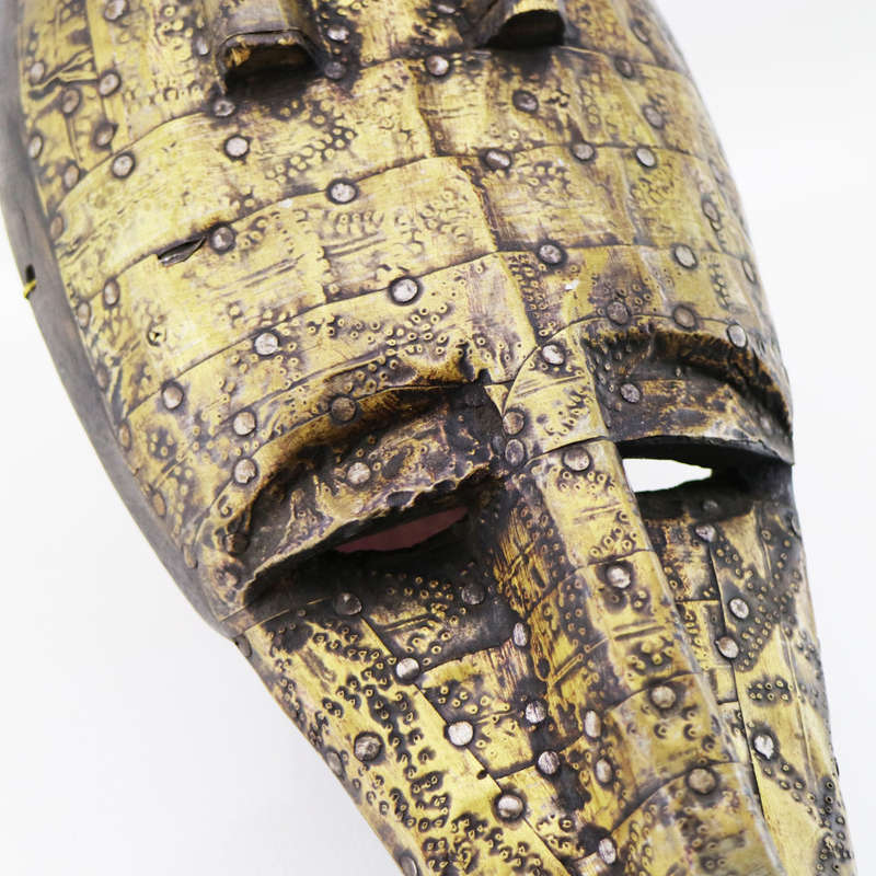 Original Handcrafted Wood and Brass Plating African Tribal Mask!!!
