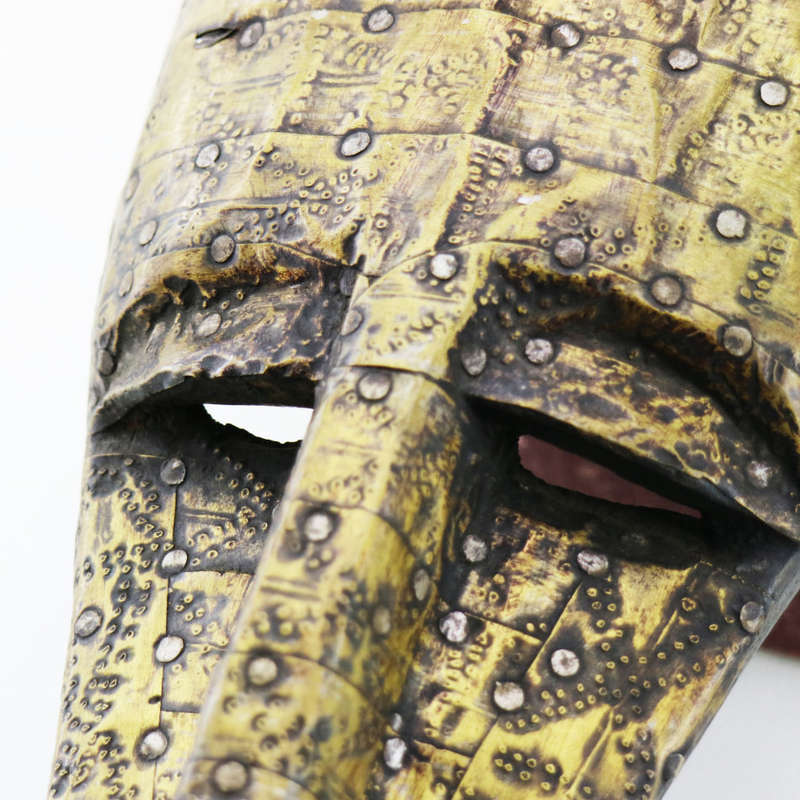 Original Handcrafted Wood and Brass Plating African Tribal Mask!!!