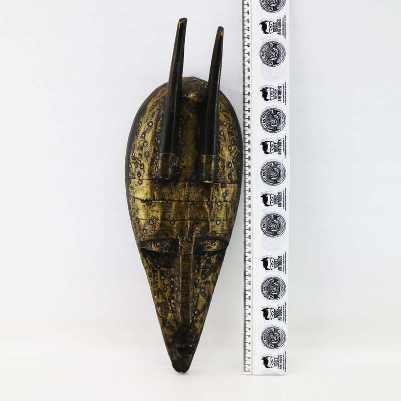 Original Handcrafted Wood and Brass Plating African Tribal Mask!!!