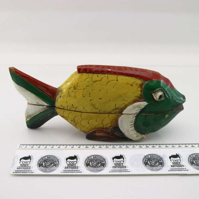 Original Vintage Hand Carved And Painted Polynesian Fish Trinket Box!!!