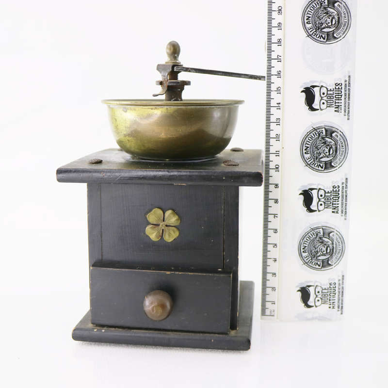 Original Working Vintage Brass And Wood Coffee Grinder!!!