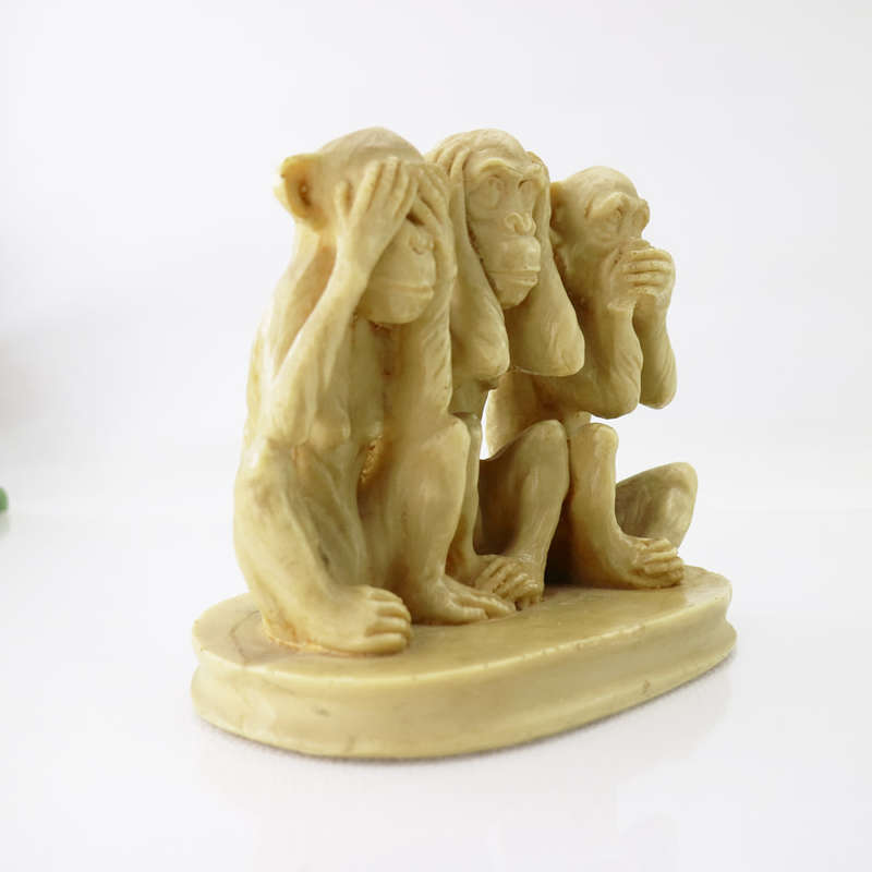 Cool!!! Cast Resin See No Evil, Hear No Evil Speak No Evil Monkey Trio!!!