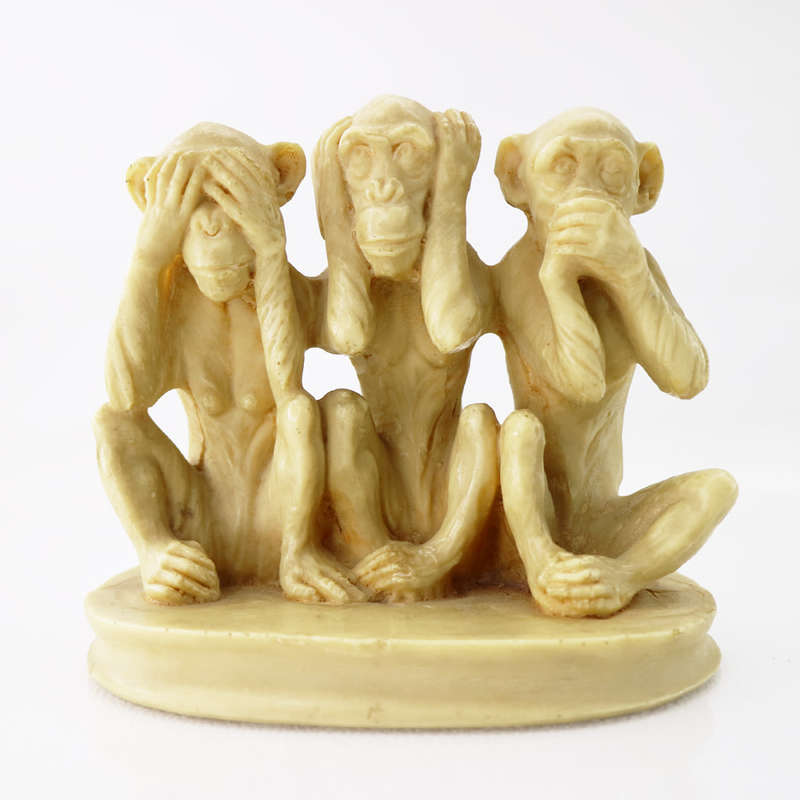 Cool!!! Cast Resin See No Evil, Hear No Evil Speak No Evil Monkey Trio!!!