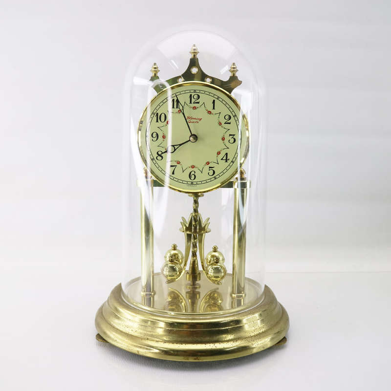 Large Vintage German Brass and Hard Plastic Back Casing Anniversary Clock!!! Acrylic Dome