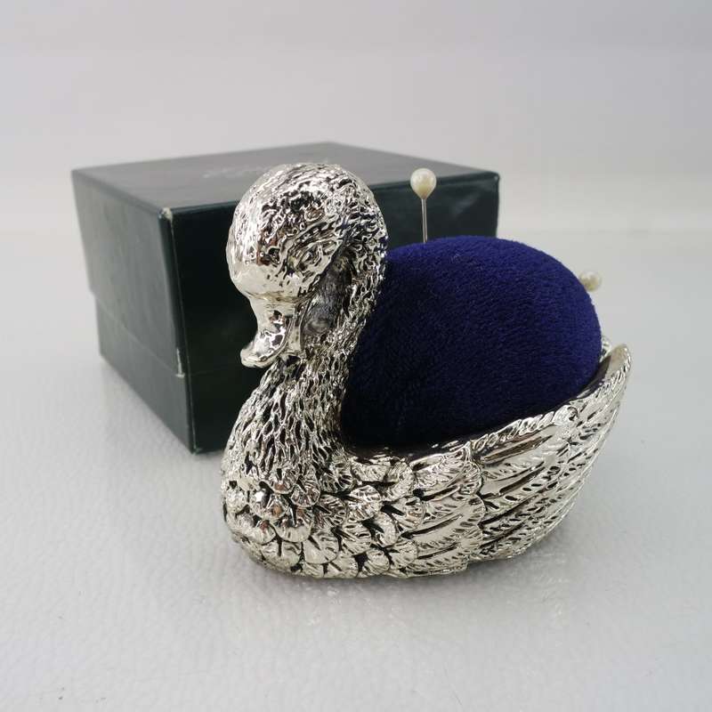 Boxed EMESS Silverware Swan Pin Cushion!!!