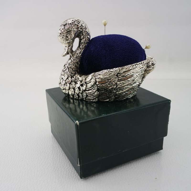 Boxed EMESS Silverware Swan Pin Cushion!!!