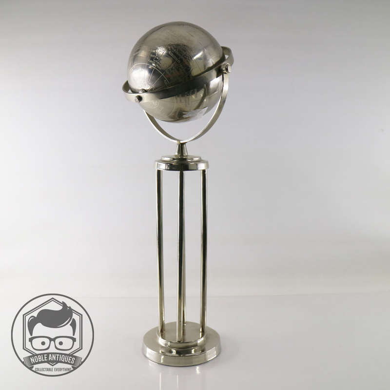 Fantastic!!! Chrome Metal Globe On Chrome Stand!!! 450mm Tall!!!