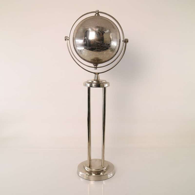 Fantastic!!! Chrome Metal Globe On Chrome Stand!!! 450mm Tall!!!