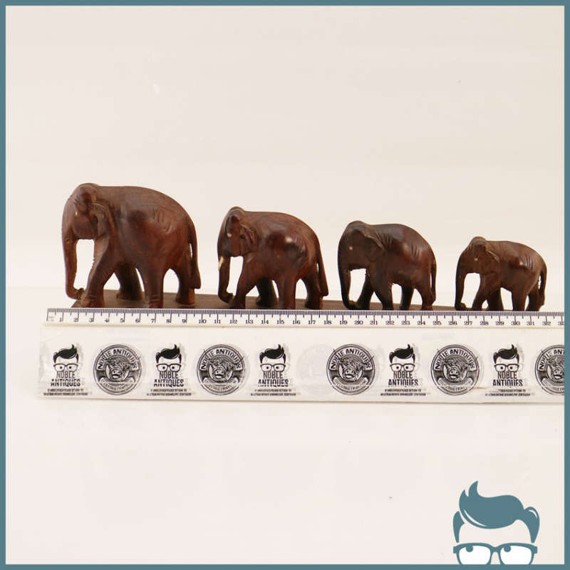 Highly Detailed Hand Crafted Wood Elephants On Stand!!!