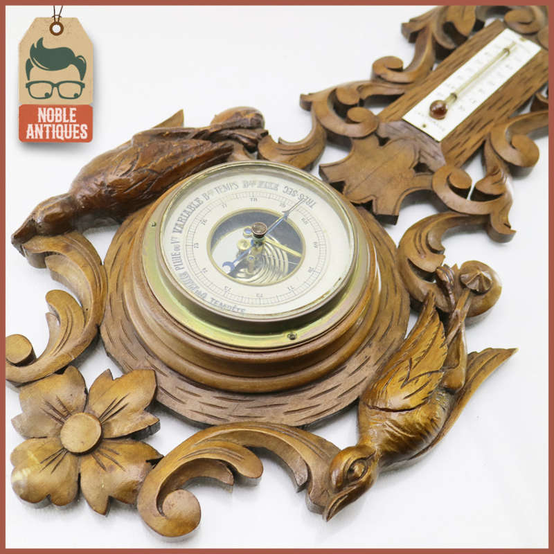 Highly Detailed Antique Wood Carved Barometer, Complete Not Tested!!!