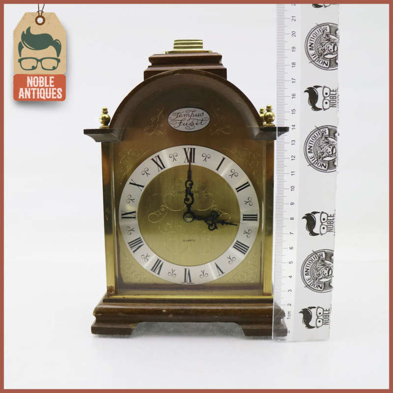 Detailed German Brass and Wood Battery Operated Mantel Clock!!!