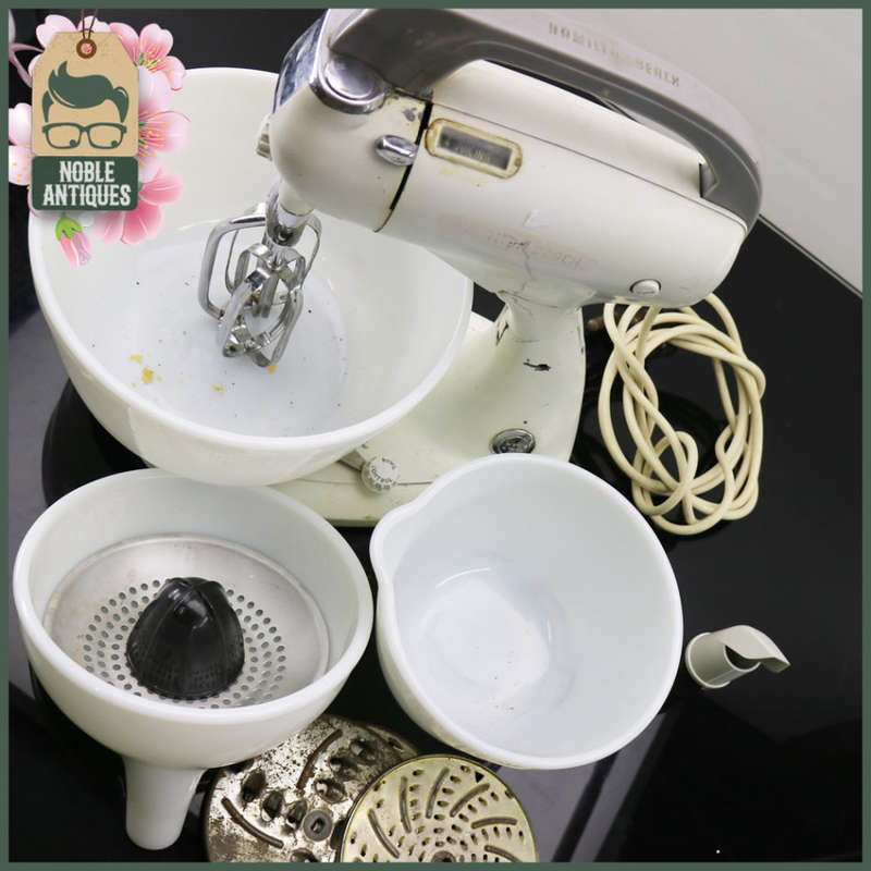 RARE!!! Vintage Hamilton Beach Stand Mixer With Milk Glass Bowls!!!! Working!!!