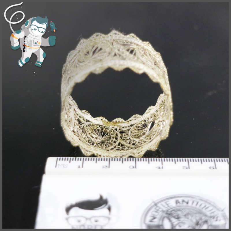 Six Vintage Box Silver Filigree Napkin Rings!!!