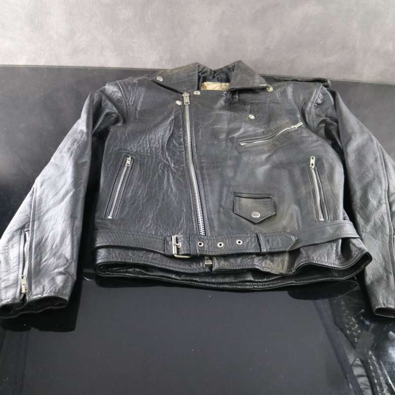 Original Hide Design Genuine Leather Ladies Biker Jacket With Hand Tooled INDIAN on Reverse!!!