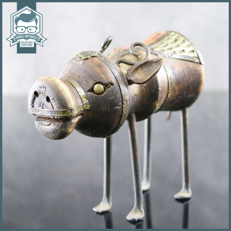 Original Handcrafted Wood Brass And Iron Bull Statue!!!