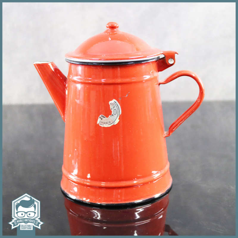 Original Red Polish Enamelware Coffee Pot!!!