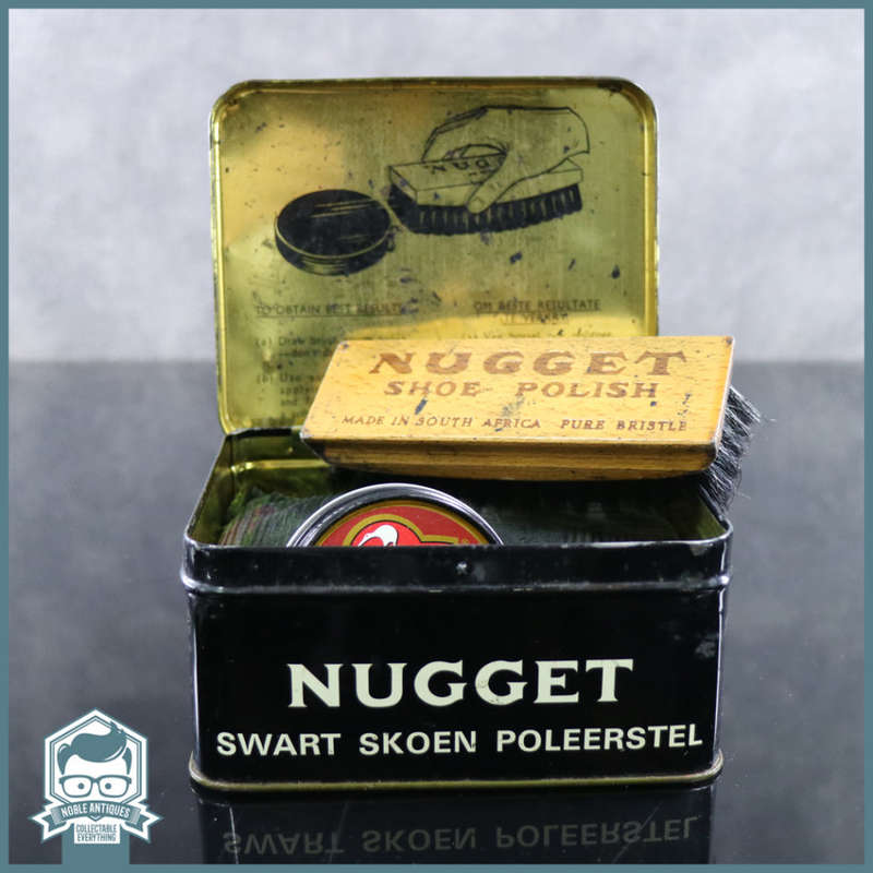Vintage Black Nugget Polish Tin With Original Brush & Content!!!